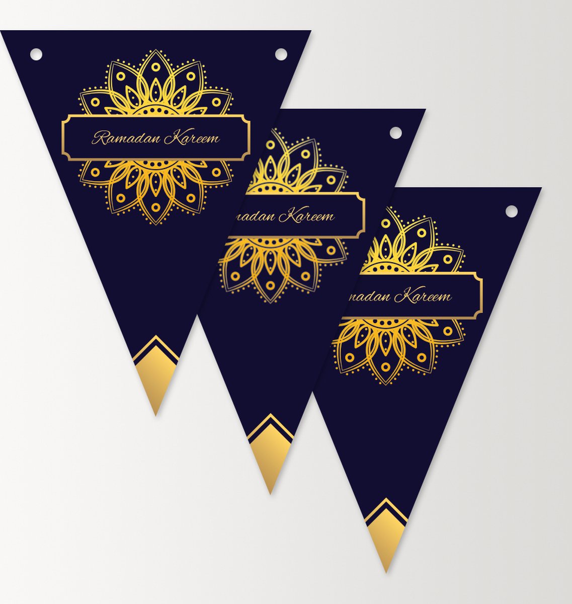 Ramadan decoratie | Fotofabriek Ramadan vlaggenlijn | Lijn met 12 vlaggetjes | 4 meter | Ramadan Mubarak | Ramadan versiering | Ramadan slinger | Goud